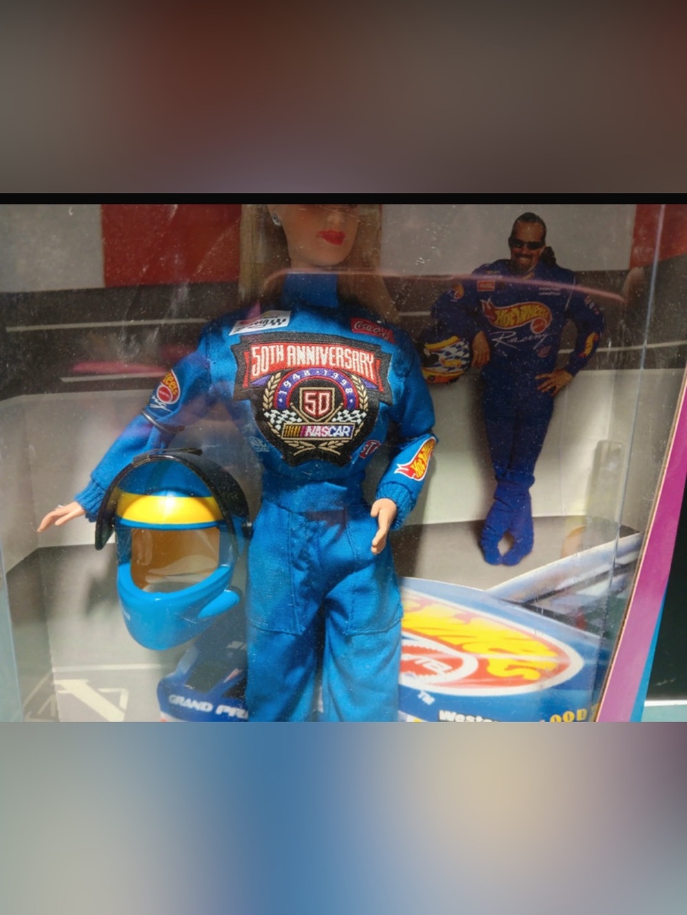 NEW IN BOX 1998 Barbie 50th Anniversary NASCAR Driver Doll - Blue Race Suit